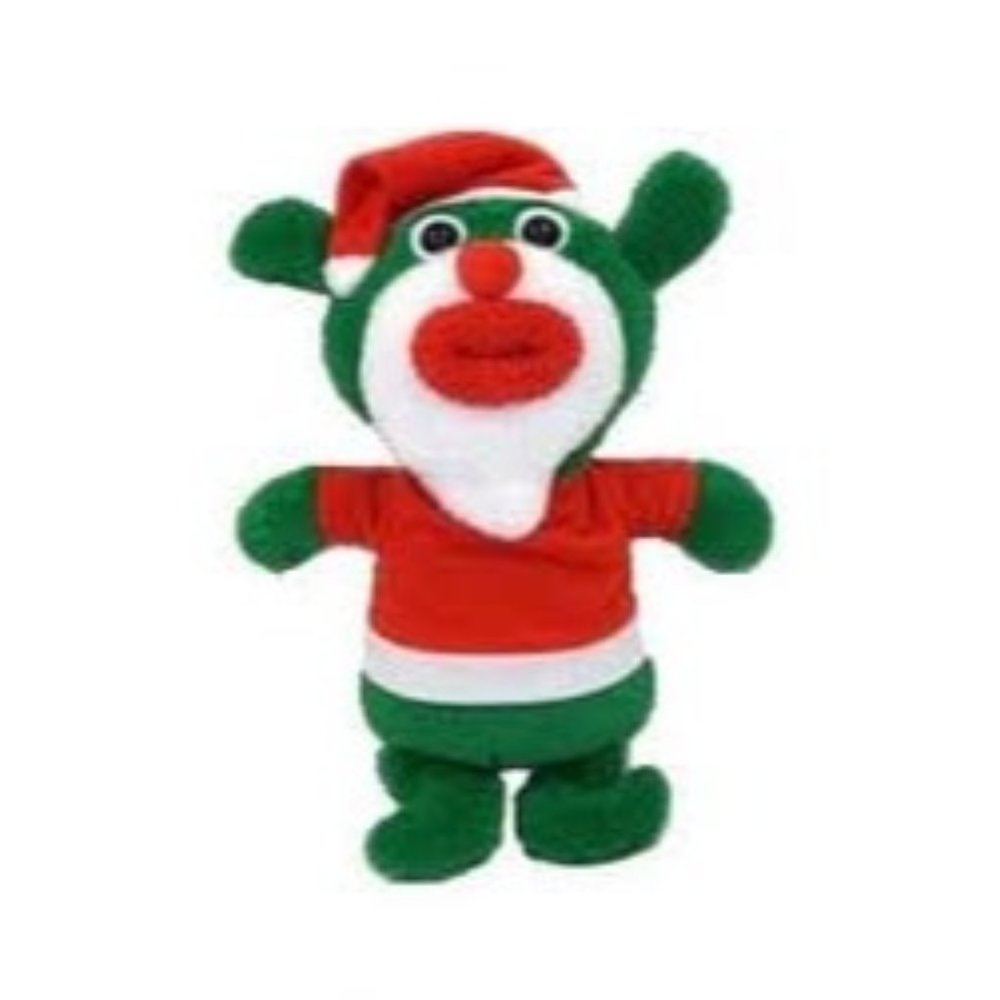 Toys R Us 2010 Mattel Sing A Ma Jigs Plush Doll Christmas Figure GREEN with Sant
